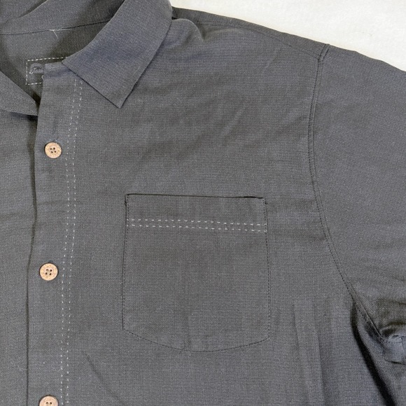 Tommy Bahama Island Zone Mens Large Silk Black Short Sleeve Button Up Camp Shirt - Picture 6 of 8